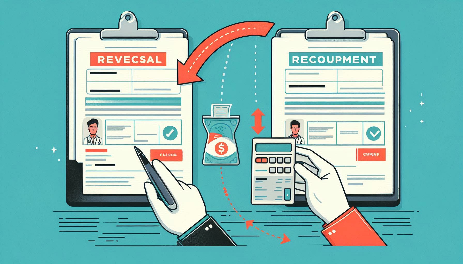 difference between reversal and recoupment in medical billing