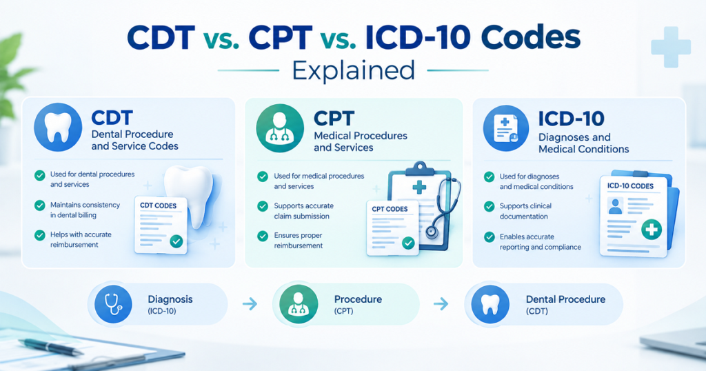 CDT vs. CPT vs. ICD-10